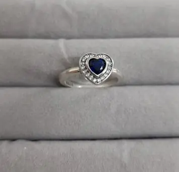 Anel Coração Zirconia Azul