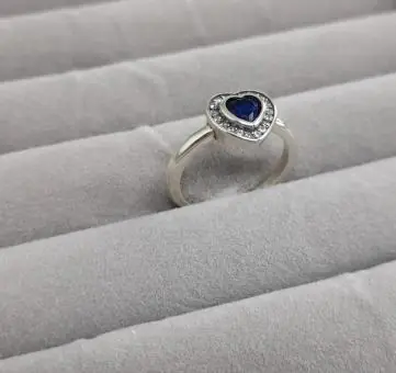 Anel Coração Zirconia Azul
