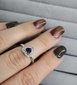 Anel Coração Zirconia Azul