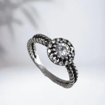 Anel solitario Bali micro zirconia - Código 1632