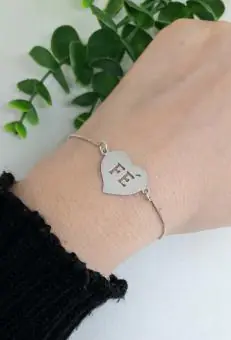 Pulseira coração vazado Fé