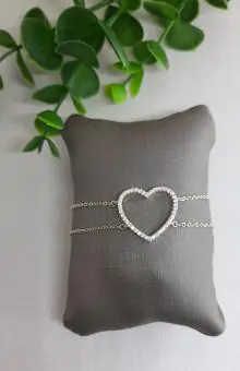 Pulseira coração vazado zircônias