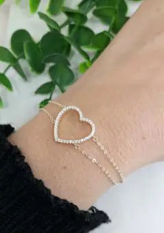 Pulseira coração vazado zircônias