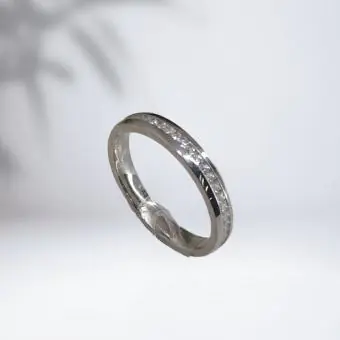 Aliança abaulada zirconias 3mm - Código 1653
