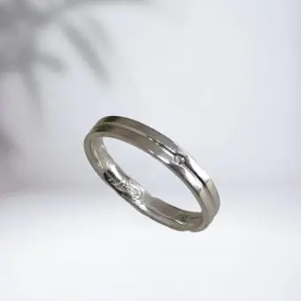 Aliança reta com linha ponto luz zirconia 3mm - Código 1655