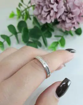 Aliança reta com linha ponto luz zirconia 3mm
