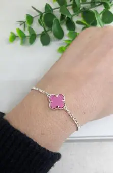 Pulseira trevo medio rosa bebe