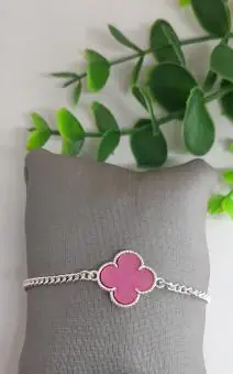 Pulseira trevo medio rosa bebe