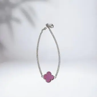 Pulseira trevo medio rosa bebe - Código 1706