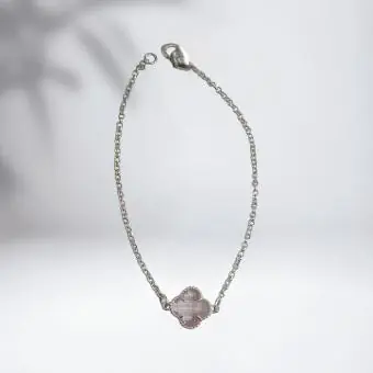 Pulseira trevo unico rosa bebe - Código 1708