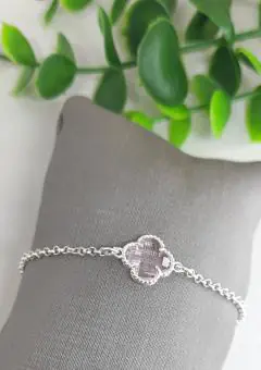 Pulseira trevo unico rosa bebe