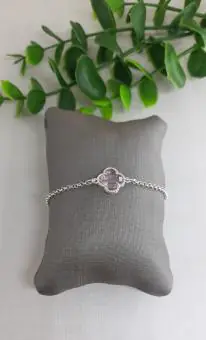 Pulseira trevo unico rosa bebe