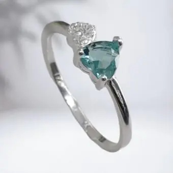 Anel coração duplo verde com zirconia - Código 1711