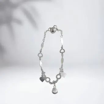 Pulseira corações e concha