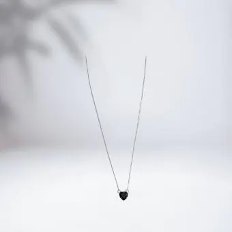 Colar coração zirconia preta - Código 1725