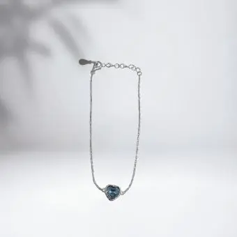 Pulseira coração zirconia azul claro - Código 1738