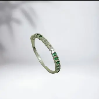 Anel aliança amor zirconia  verde - Código 1744