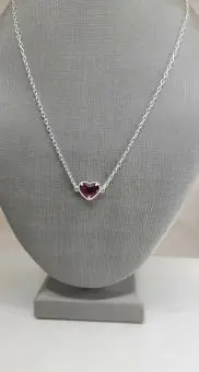 Colar coração cristal rosa cheio