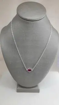 Colar coração cristal rosa cheio