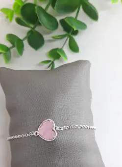 Pulseira coração rosa bebe