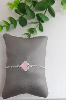 Pulseira coração rosa bebe