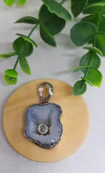 Pingente pedra Dutra com topazio azul