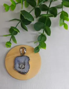 Pingente pedra Dutra com topazio azul