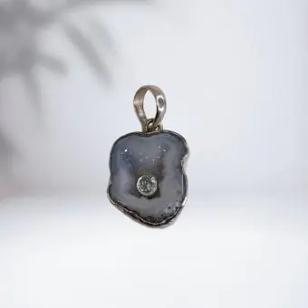 Pingente pedra Dutra com topazio azul - Código 1753
