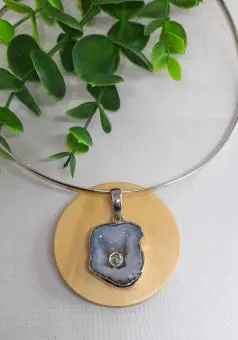 Pingente pedra Dutra com topazio azul