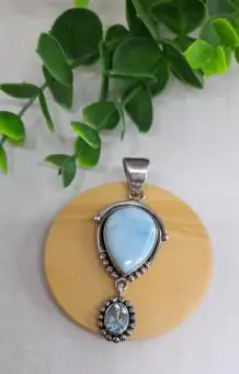 Pingente larimar e topázio azul