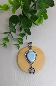 Pingente larimar e topázio azul