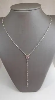 Terço prata 60cm
