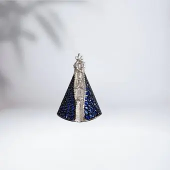 Pingente Nossa Senhora cravejado Zirconia azul