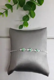 Pulseira mini trevos zirconia verde