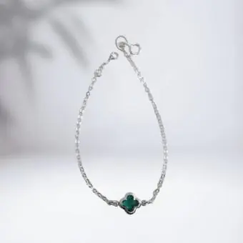 Pulseira trevo zirconia verde - Código 1880