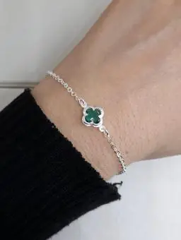 Pulseira trevo zirconia verde
