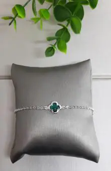 Pulseira trevo zirconia verde