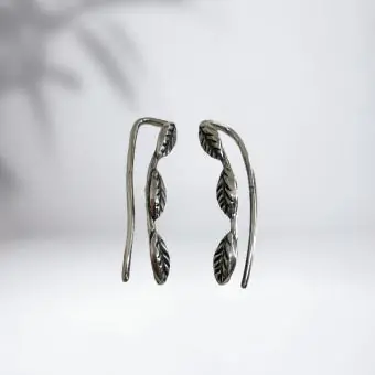 Brinco earcuff folhas prata Bali - Código 1891