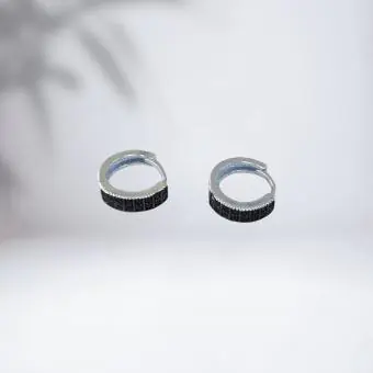 Brinco argolinha click zirconia negra P