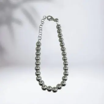 Pulseira bolas oca prata 925 - Código 1947