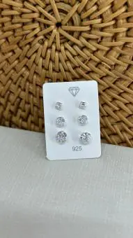 Trio brinco redondo zirconia