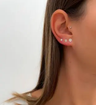 Trio brinco redondo zirconia