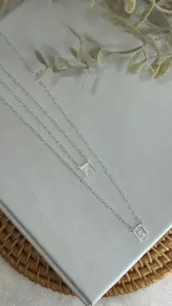 Escapulario Prata Branca medalha P 60cm