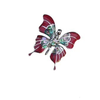 Pingente Borboleta  Esmaltada Abalone & Coral - Código 378