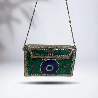 Bolsa Turquesa Madre Olho Grego - Código 527