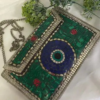 Bolsa Turquesa Madre Olho Grego