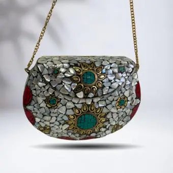 Bolsa madrepérola flor dourada - Código 531