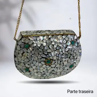 Bolsa madrepérola flor dourada