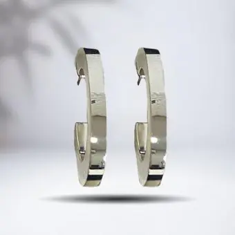 Brinco meia argola lisa eletroformação - Código 609
