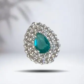 Pingente zircônia gota verde - Código 626